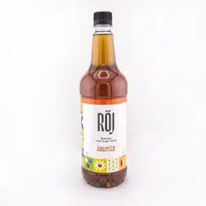 ROJ Amaretto flavored premium unrefined cane sugar syrup